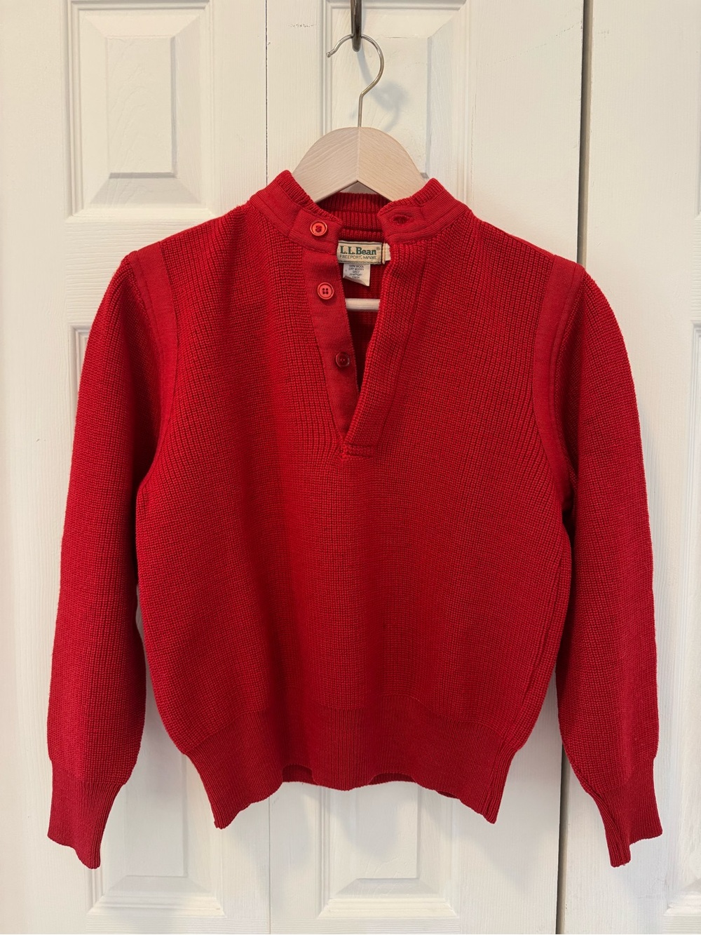 L.L. Bean Red Button-Neck Women's Sweater